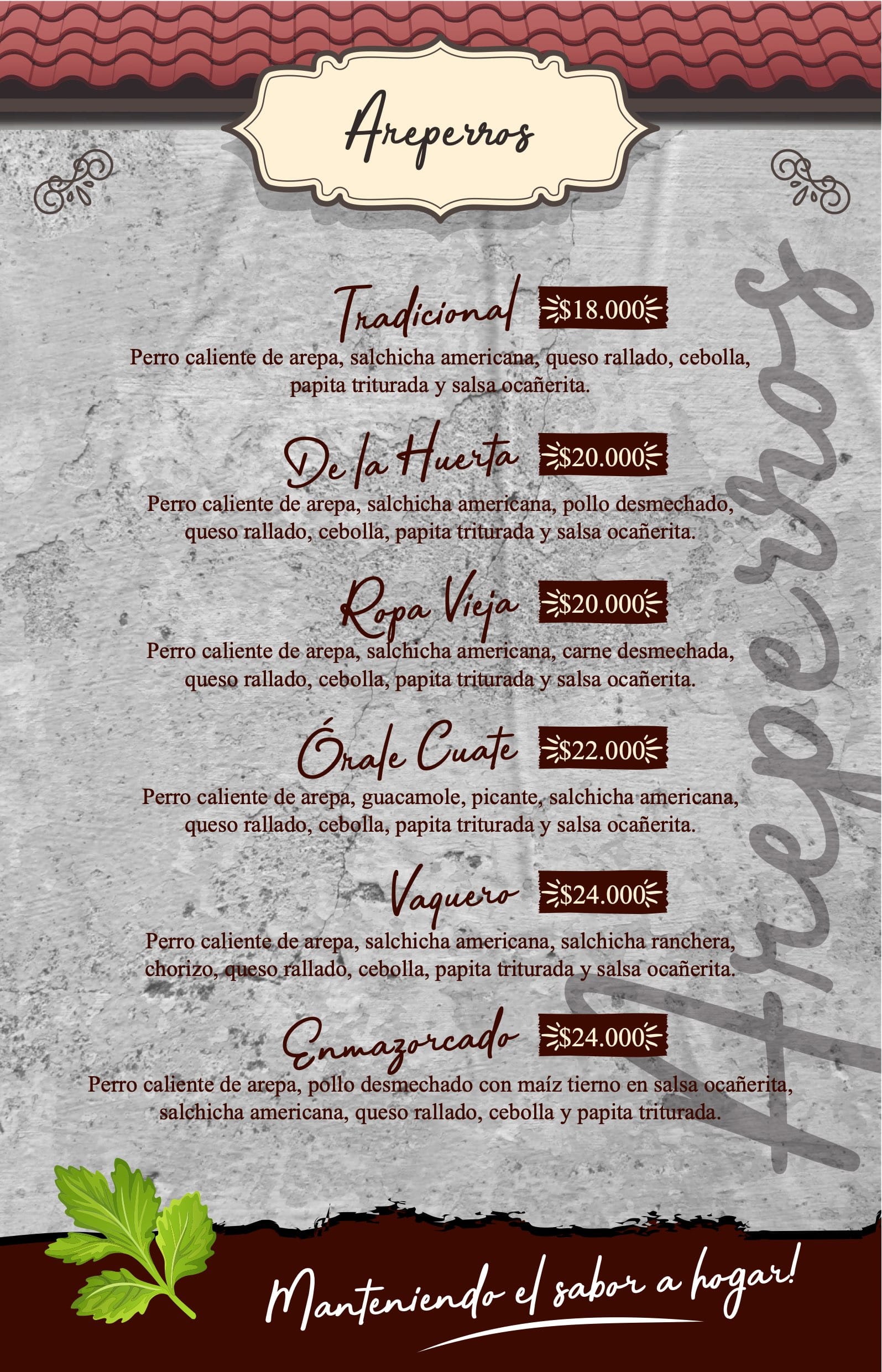 Carta Arepería La Ocañerita