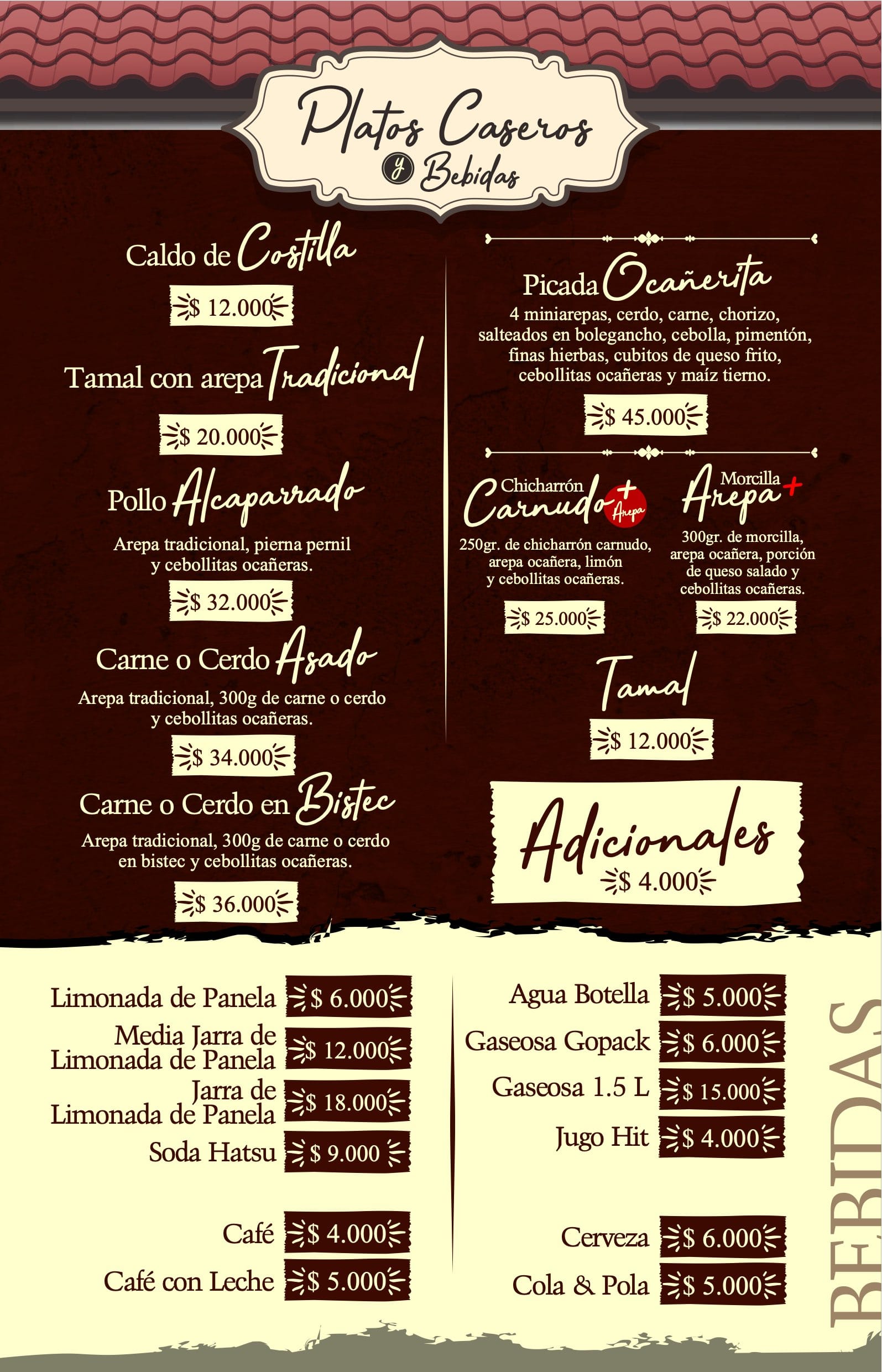 Carta Arepería La Ocañerita