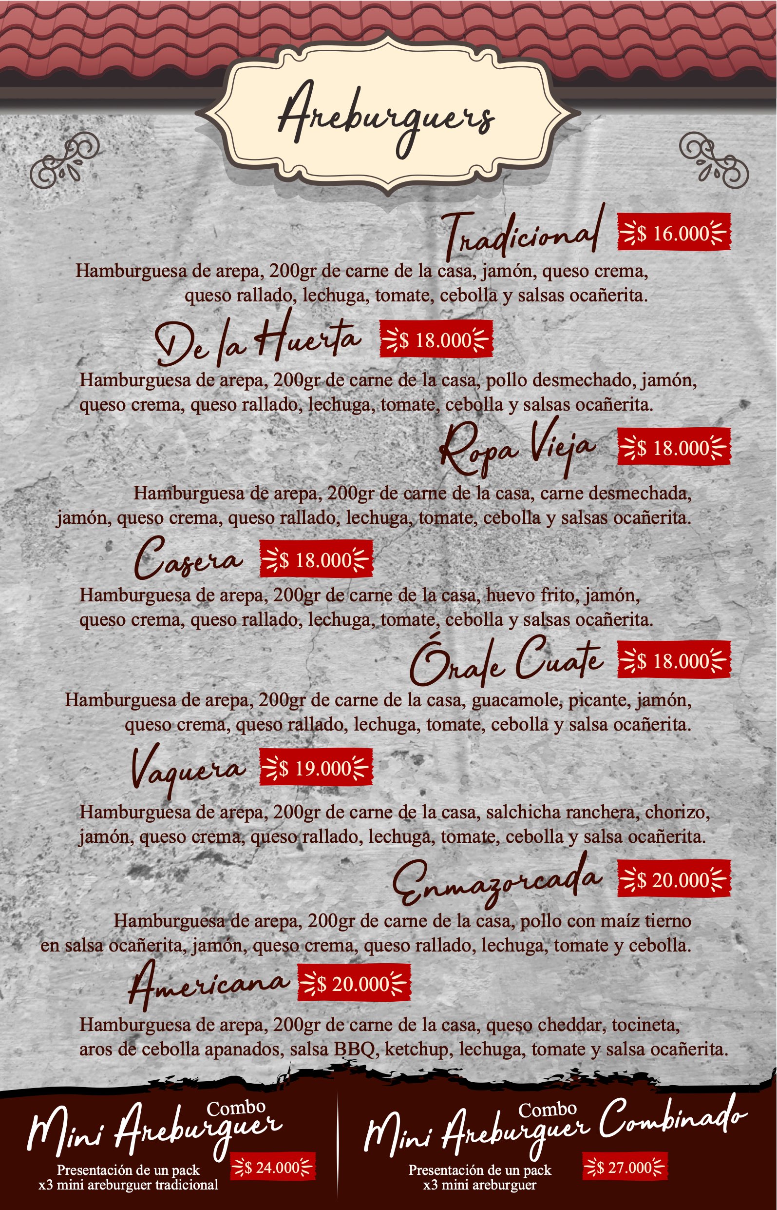 Carta Arepería La Ocañerita
