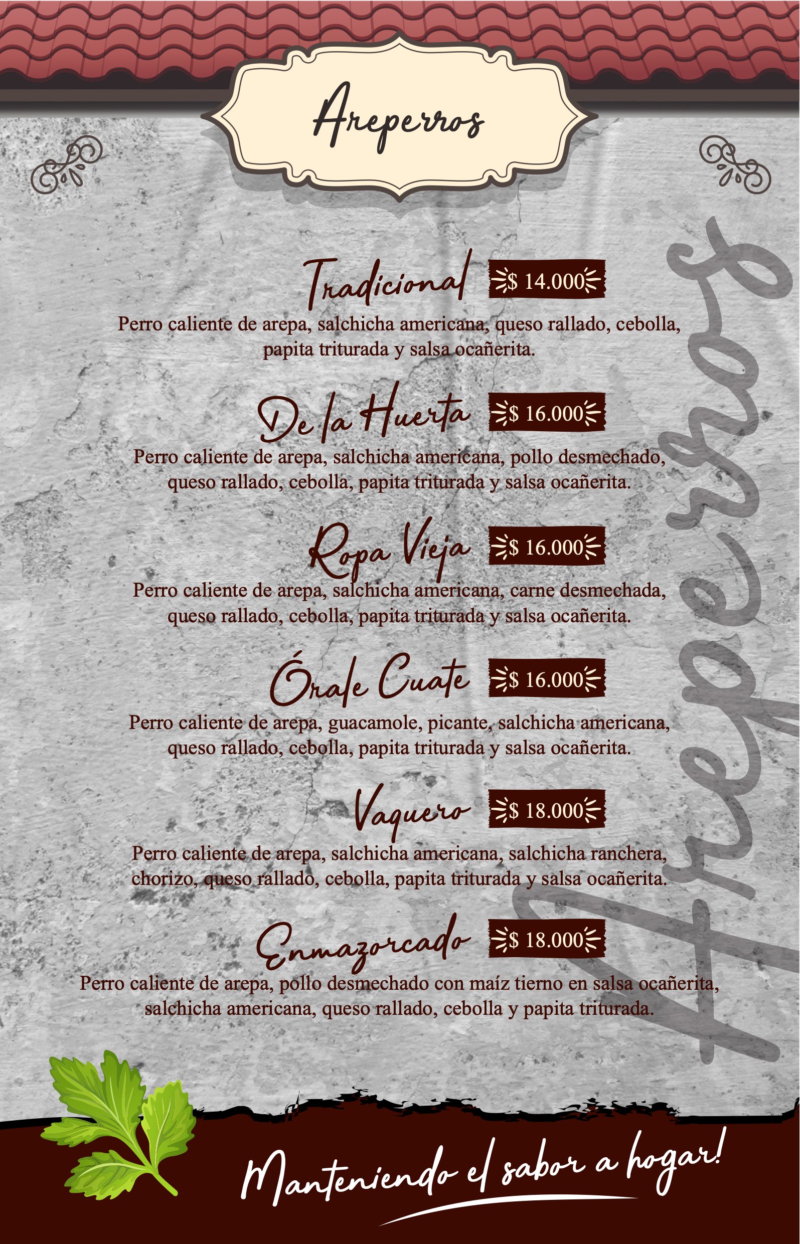 Carta Arepería La Ocañerita