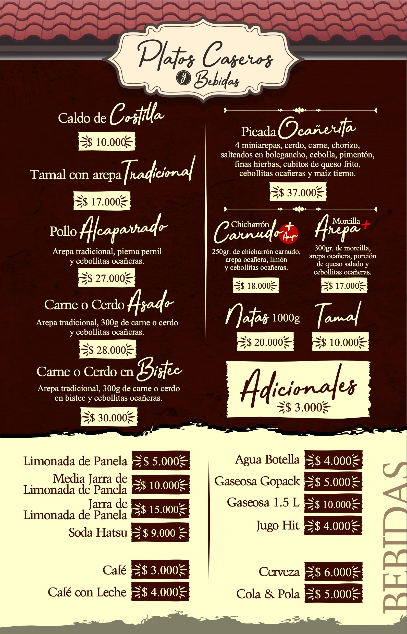 Carta Arepería La Ocañerita
